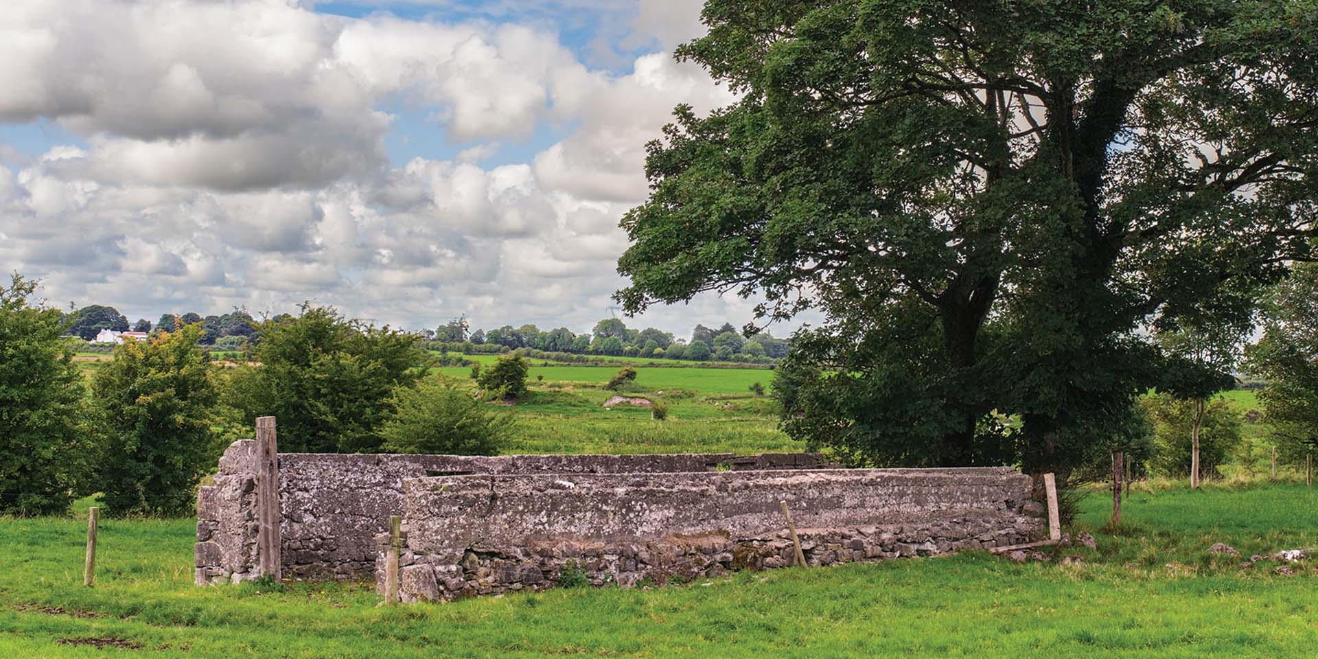 Stone ruin in the countryside.